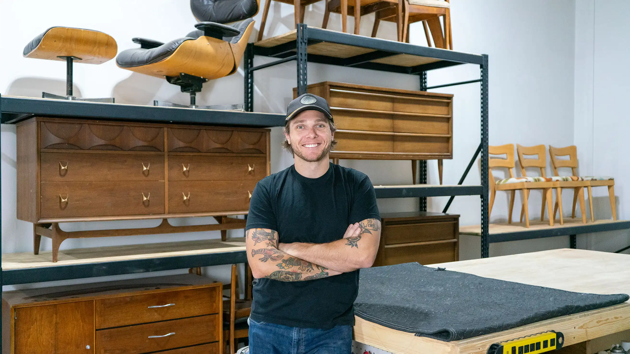 Owner of Restore Retro in the workshop